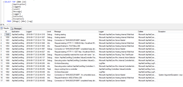 ASP.NET Core logging with NLog and Microsoft SQL Server | Software ...