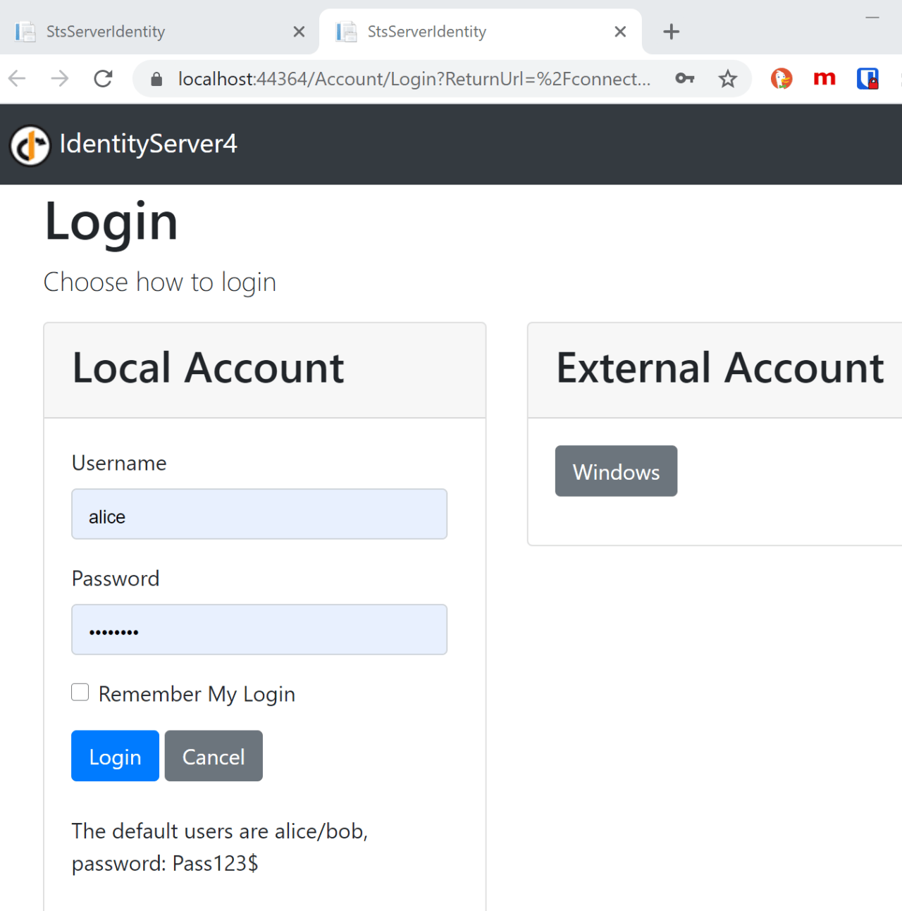 Supporting both Local and Windows Authentication in ASP.NET Core MVC ...